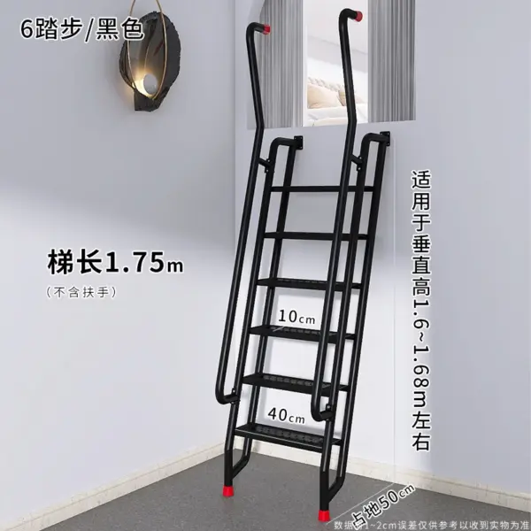 Échelle domestique en acier au carbone, escaliers de grenier, main courante extérieure, escaliers extérieurs, personnalisation spéciale de grenier