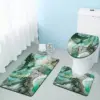 Ensemble de salle de bain en peluche 3 pièces, siège de toilette absorbant et tapis de baignoire imprimé, imperméable pour la décoration de la salle de bain