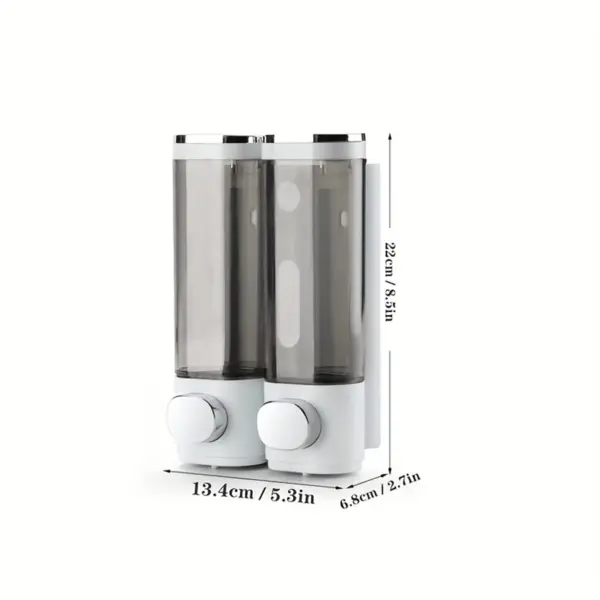 Distributeur de savon mural salle de bains 2 chambres, distributeur de savon liquide transparent pour douche, distributeur de shampoing et de revitalisant pour douche