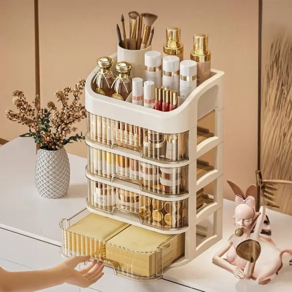 Boîte de rangement de maquillage multicouche 1 pièce, rangement de cosmétiques pour les soins de la peau, fard à paupières, Lotions rouge à lèvres, idéal pour commode, salle de bain, chambre à coucher