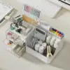 Boîte de rangement de bureau, 1 pièce, organisateur de cosmétiques avec tiroirs, porte-stylo, support de rangement de papeterie pour bureaux de bureau, tri de papeterie