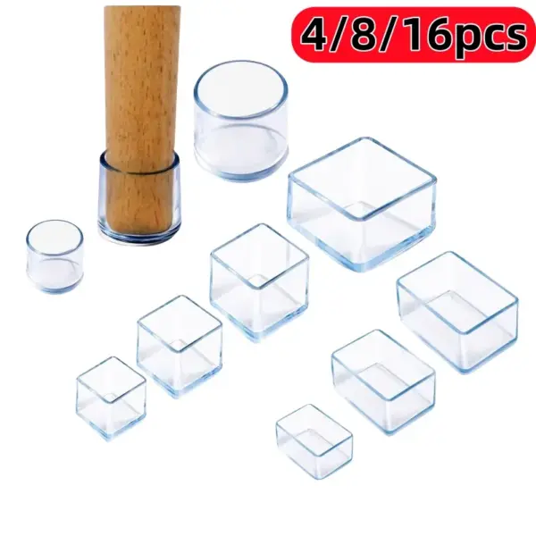 Coussinet de pied de chaise en Silicone, rond et carré, bouchon d'extrémité de Table en PVC, silencieux, antidérapant, capuchon de Protection de sol, couvre-pied, 16/8/4 pièces