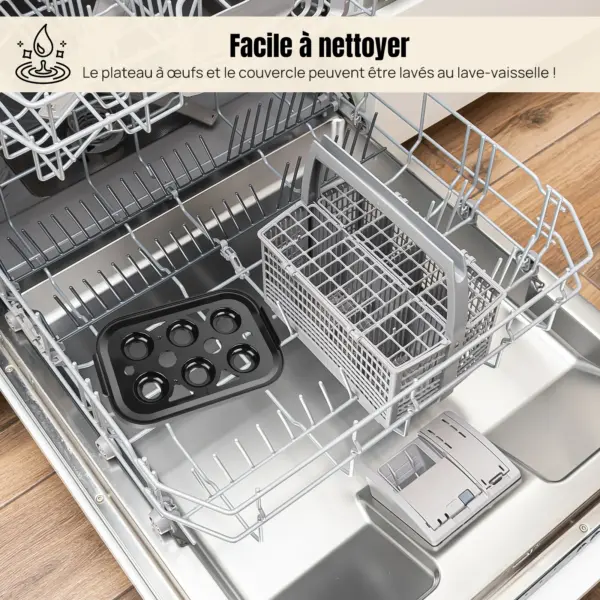 Cuiseur à Œufs Électrique 350W - Cuiseur Vapeur 6 Œufs avec Protection Anti-Sècheresse, Fonction Arrêt Automatique, pour Œufs Mollets/Mi-Cuits/Durs, Maïs Raviolis, Tasse à Mesurer, Mijoteuse Multifonction