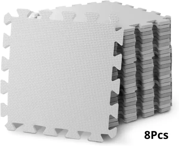 Tapis de Gymnastique en Mousse Imbriqué – 8 ou 16 Pièces, Motif Croisé