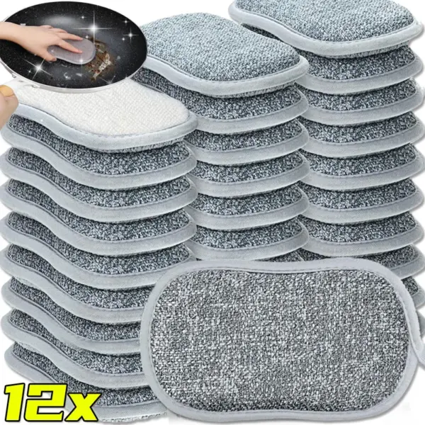 Nouvelles éponges de nettoyage épaissies argent Double face chiffon à vaisselle cuisine plat Pot forte lingette de nettoyage tampons à récurer magiques