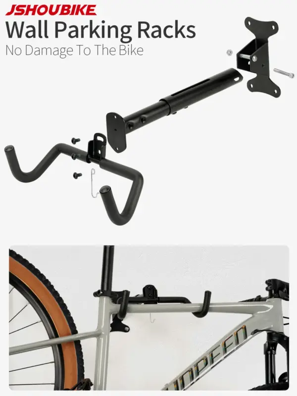 JSHOU BIKE Support mural pour vélo – Crochet horizontal réglable pour garage et maison