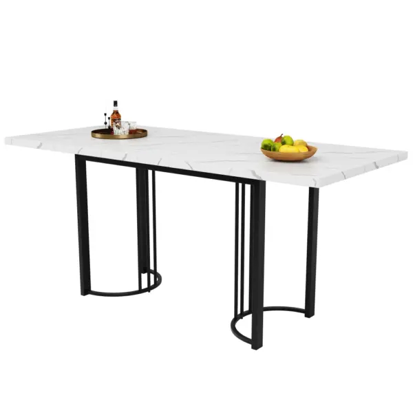 Table à manger télescopique (120-160 cm), table à manger extensible, table de cuisine peu encombrante, table à manger en marbre blanc