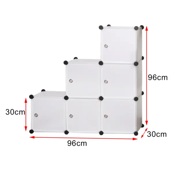 WOLTU bricolage armoire étagère de rangement en plastique 6 compartiments bibliothèque avec porte boîte de rangement organisateur placard armoire pour chambre