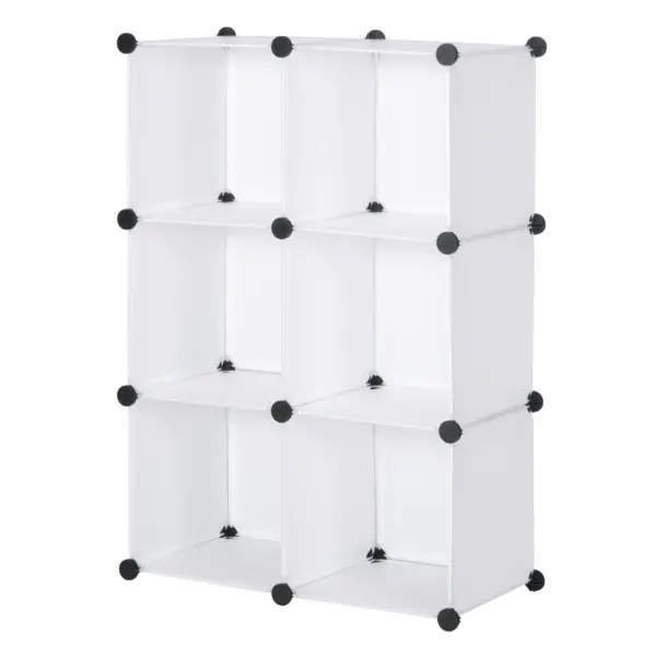 WOLTU bricolage armoire étagère de rangement en plastique 6 compartiments bibliothèque avec porte boîte de rangement organisateur placard armoire pour chambre