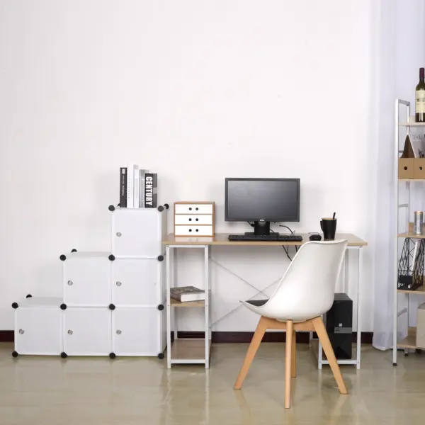 WOLTU bricolage armoire étagère de rangement en plastique 6 compartiments bibliothèque avec porte boîte de rangement organisateur placard armoire pour chambre