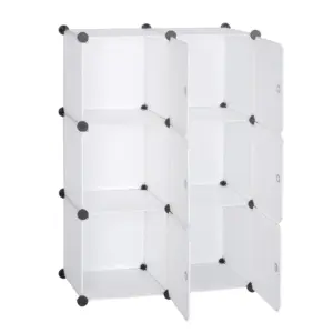 WOLTU bricolage armoire étagère de rangement en plastique 6 compartiments bibliothèque avec porte boîte de rangement organisateur placard armoire pour chambre