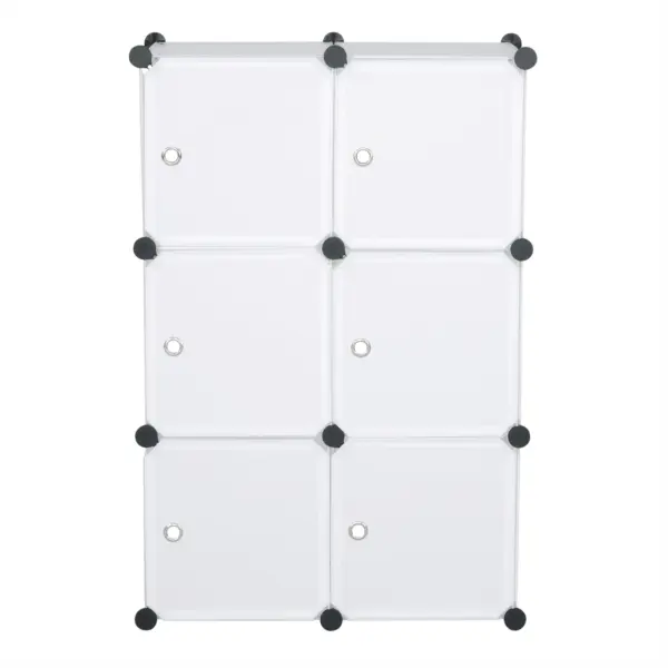 WOLTU bricolage armoire étagère de rangement en plastique 6 compartiments bibliothèque avec porte boîte de rangement organisateur placard armoire pour chambre
