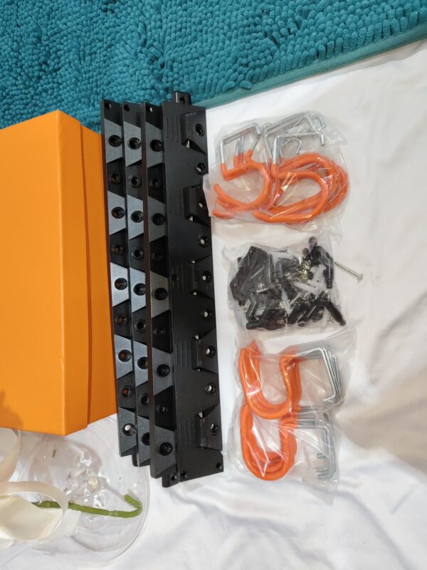 Support Mural Métallique pour Outils – Porte-Outils Garage et Jardin avec 5 Crochets (Charge Lourde)