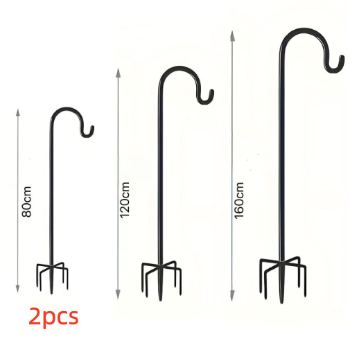 Piquet de Jardin pour Lampe Extérieure – Support au Sol Antirouille avec Crochet, 80 à 160 cm