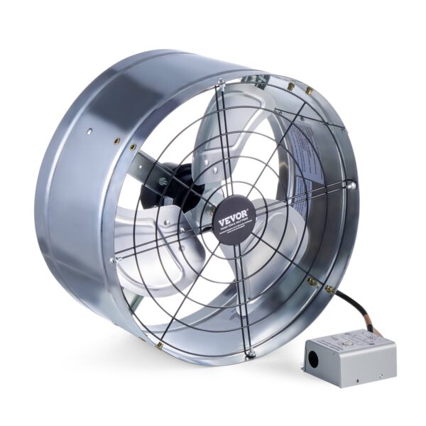 Ventilateur de Pignon pour Grenier 15” – Extracteur d’Air 1300 CFM avec Thermostat Réglable, Grille de Protection – Ventilation Silencieuse pour Maison, Garage & Atelier