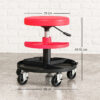 Tabouret de Mécanicien à Roulettes – Siège d’Atelier Réglable 360° avec Plateaux Outils, Charge 135 kg (Rouge)