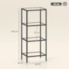Étagère de Rangement 4 Niveaux en Verre & Métal – Colonne Design Noire pour Salon, Bureau & Salle de Bain