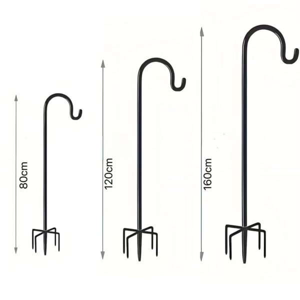 Piquet de Jardin pour Lampe Extérieure – Support au Sol Antirouille avec Crochet, 80 à 160 cm