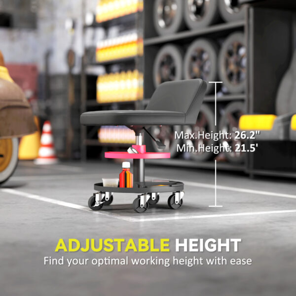 Tabouret de Garage à Roulettes pour Mécanicien – Siège Réglable avec Rangement Intégré (Charge 136 kg)