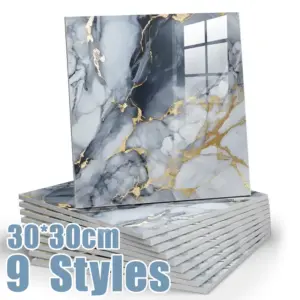 Carreaux adhésifs effet marbre 3D imperméables – Lot de 10 à 50 pièces pour décoration murale
